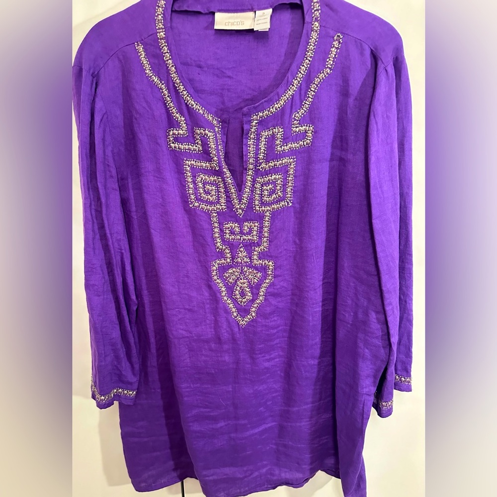 Chico’s Size 3 Embroidered Tunic
